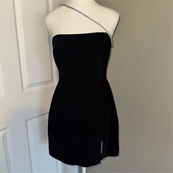 Amanda Uprichard Dream Diamante Strap Mini Party Dress Size M Black Homecoming - Picture 2 of 16